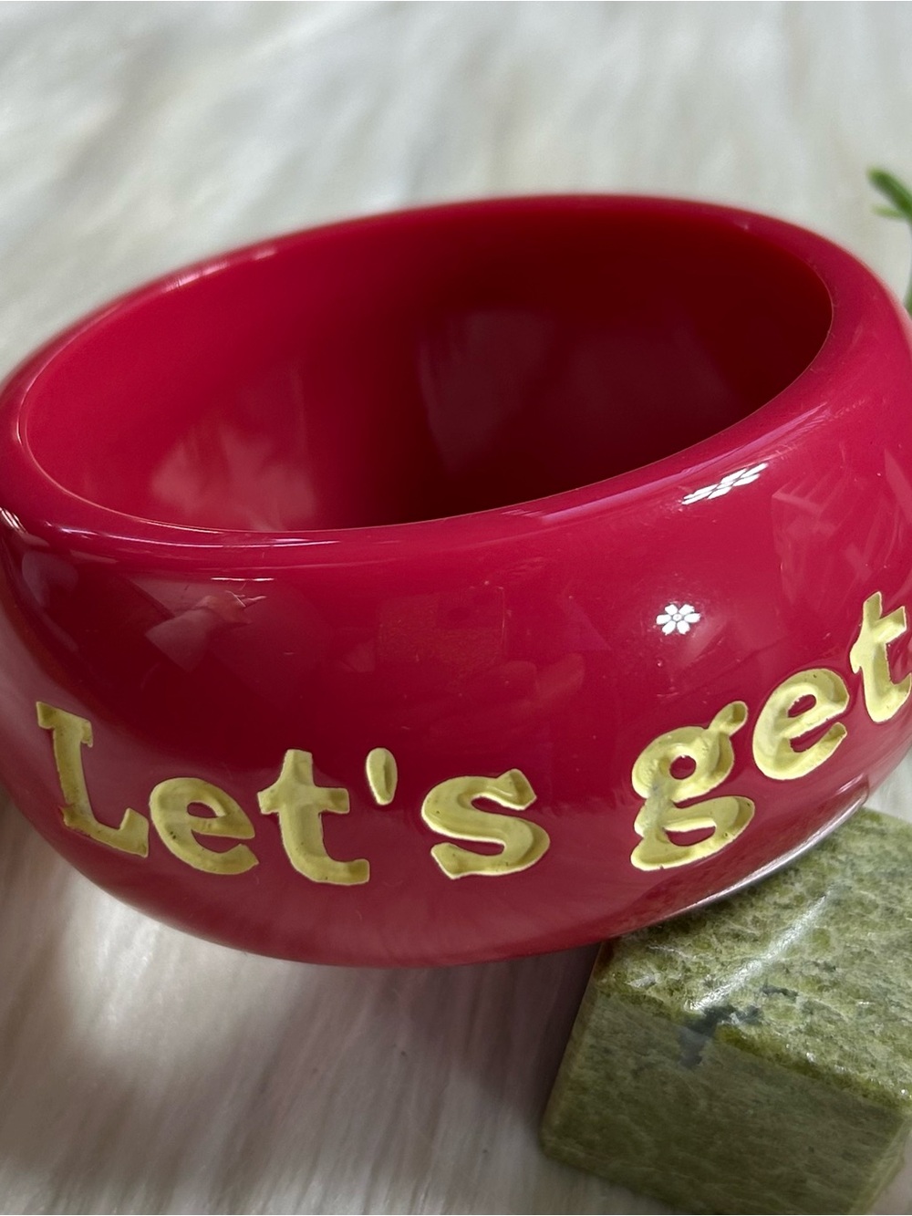 Vintage Pink Resin etched chunky bangle bracelet